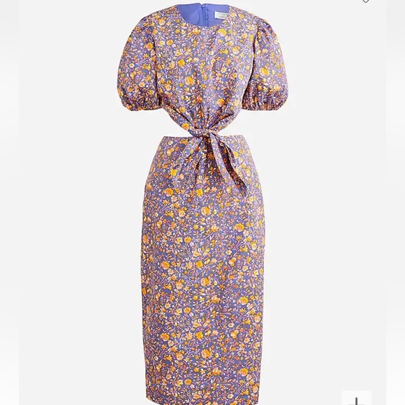 J Crew Cutout cotton poplin dress in midnight floral - Picture 1 of 5